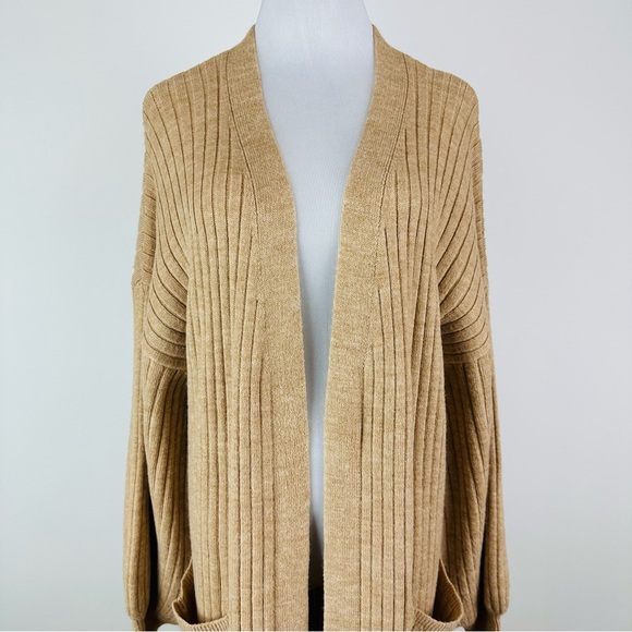 525 Neutral Ribbed Long Cardigan Sweater Size XS/Small - Picture 2 of 10